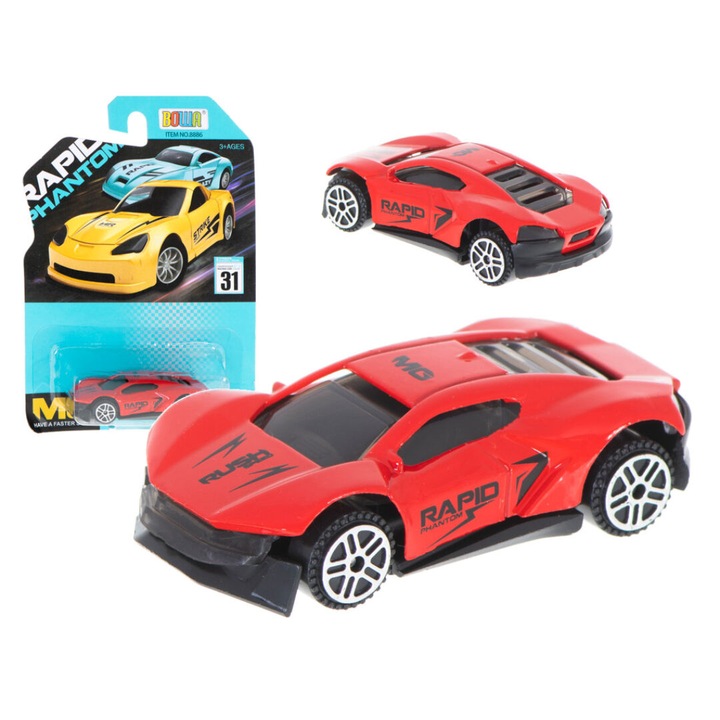 Fém versenyautó piros 6.5cm