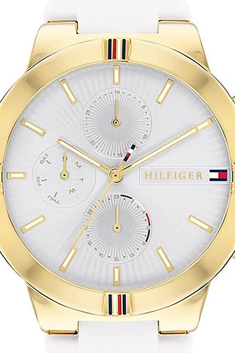 Tommy Hilfiger, Ceas cu o curea de silicon, Auriu, Alb