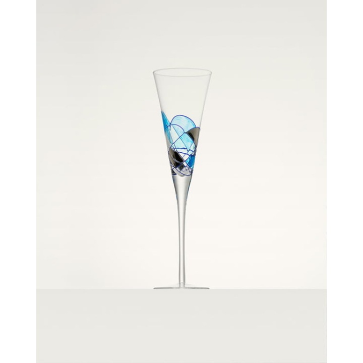 Set 2 pahare sampanie, Antoni Barcelona, Flaut, 210 ml, Albastru