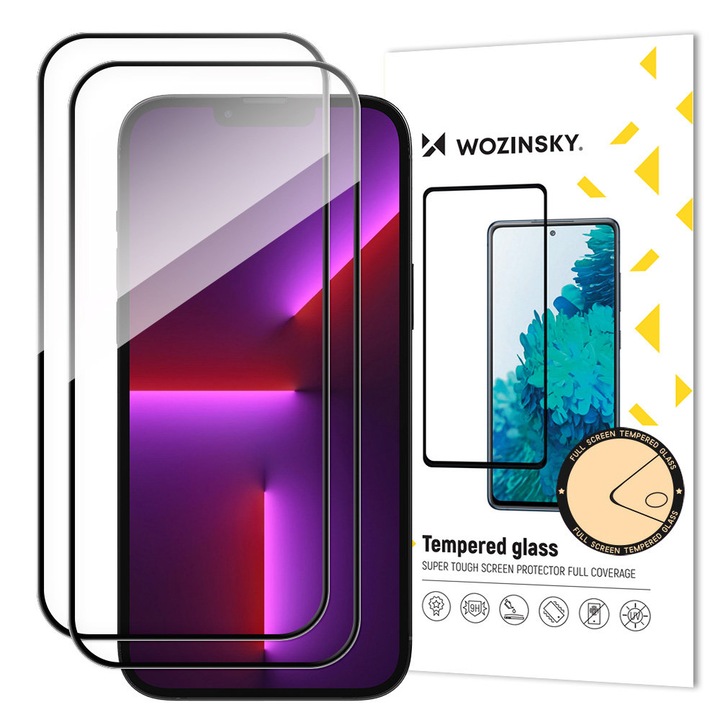 Set 2 folii protectie Case Friendly Wozinsky Full Glue Cover compatibil cu iPhone 14 Pro Black