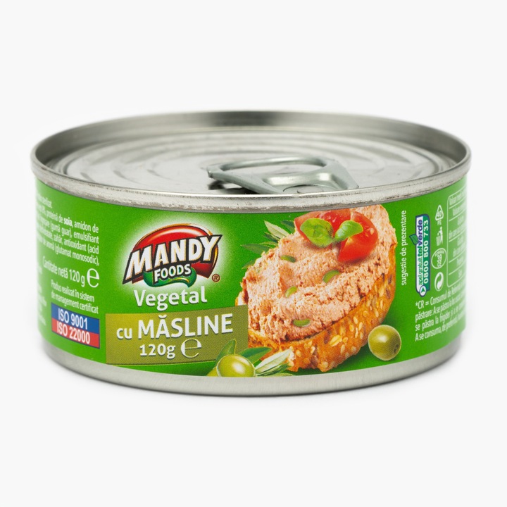 Pasta vegetala tartinabila cu masline verzi Mandy 120g