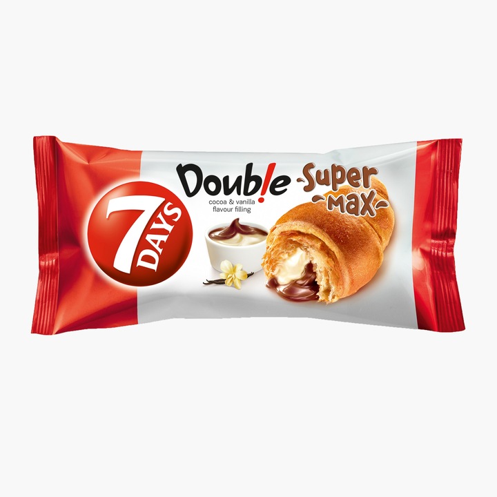 Croissant cu crema de cacao si vanilie 7Days 110g