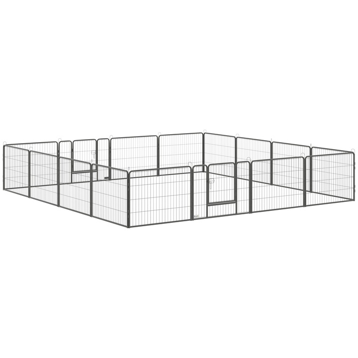 Tarc pentru animale de companie, PawHut, 16 panouri modulare, 80x1.5x60 cm, Negru