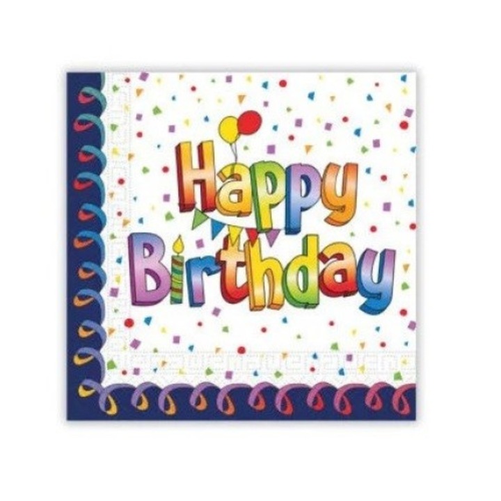 Multicolor Happy Birthday szalvéta 20 db-os 33x33 cm FSC