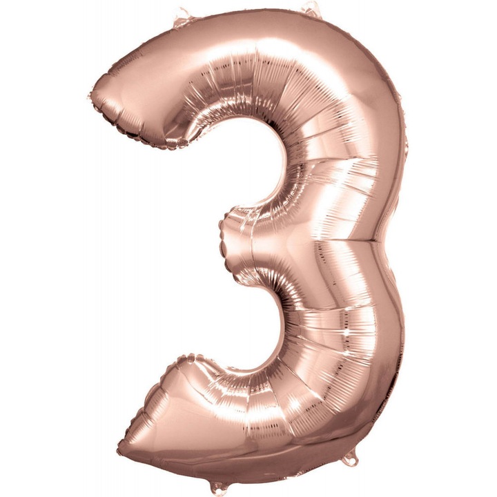 Фолиев балон Rose Gold гигантски номер 3, 83*53 см