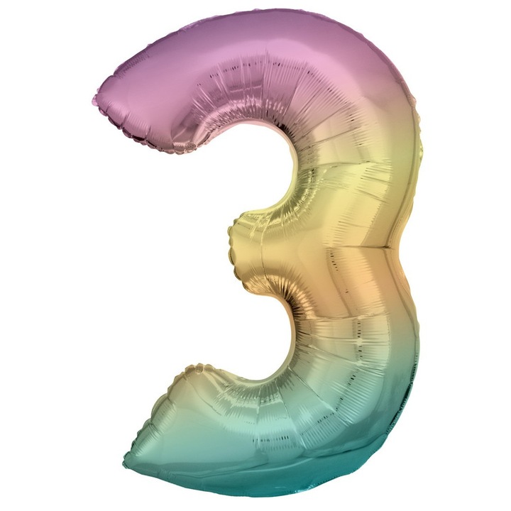 Pastel Rainbow гигантски номер фолиен балон 3, 83 см