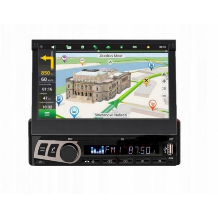 Mp5 M706L Автомобилен плейър 1 Din прибиращ се екран 7 инча, USB сензорен екран, Bluetooth, SD карта, 4X50W
