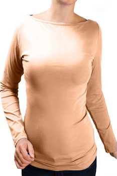 Bluza de dama cu decolteu la baza gatului si maneci lungi Ivanel, XL, Bej, Bej Bluza de dama cu decolteu la baza gatului si maneci lungi Ivanel, XL, Bej, Bej