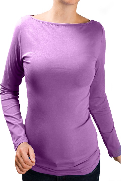 Bluza de dama cu decolteu la baza gatului si maneci lungi Ivanel, Mov deschis