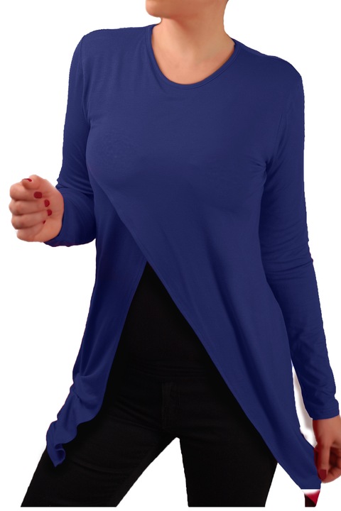 Tunica pentru femei cu maneca lunga si decolteu rotund, Ivanel, Albastru inchis