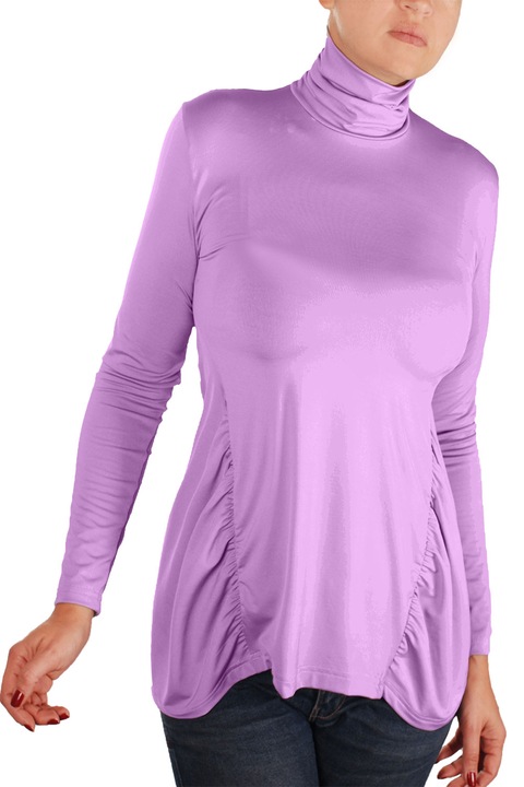 Tunica pentru femei cu maneca lunga si guler inalt, Ivanel, Mov deschis, L