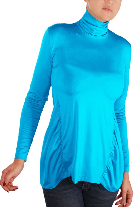 Tunica pentru femei cu maneca lunga si guler inalt, Ivanel, Turcoaz