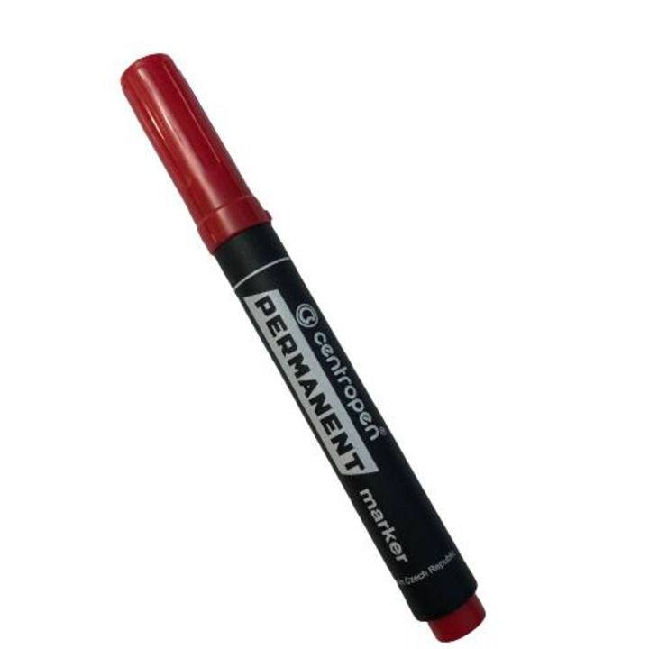 Перманентен маркер Centropen, червен, широк връх