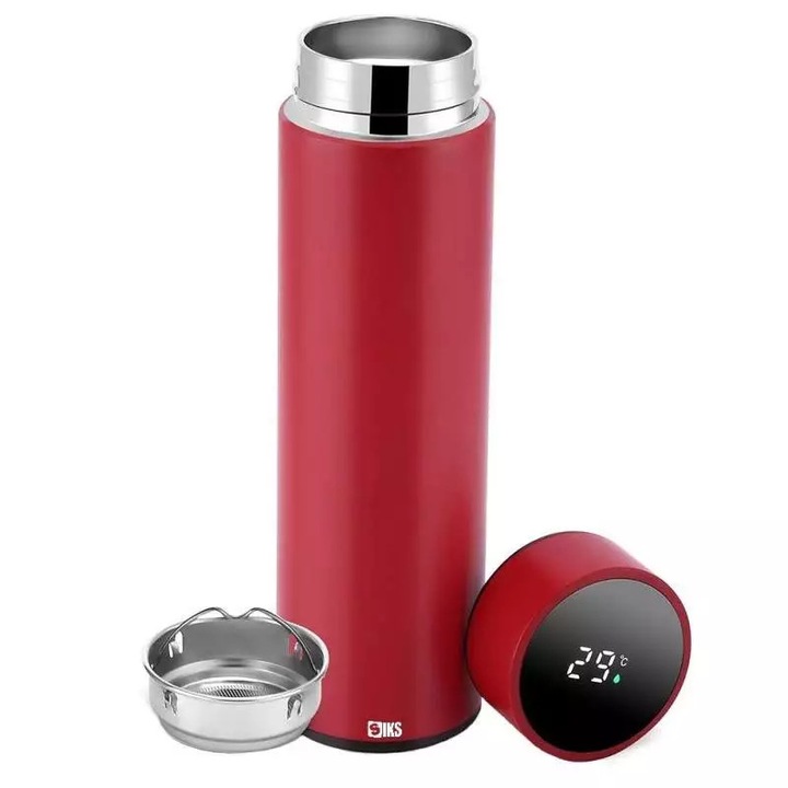 Termos inteligent SIKS® cu termometru, 500 ml, Rosu