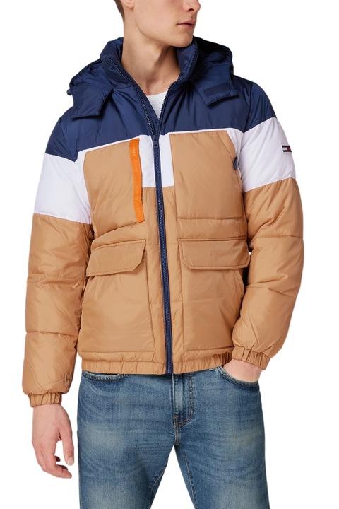 Geaca cu gluga Tommy Hilfiger Colour Blocked Hooded Puffer Jacket SKUDM0DM11183, Maro
