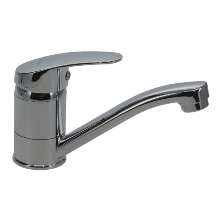 Baterie de bucatarie cu pipa medie, Hydrotech, Cartus Ceramic 40mm, 500.000 de cicluri, Monocomanda, Crom lucios