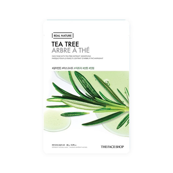 Masca de fata, The Face Shop, Real Nature, Tea Tree, arbore de ceai, 20g
