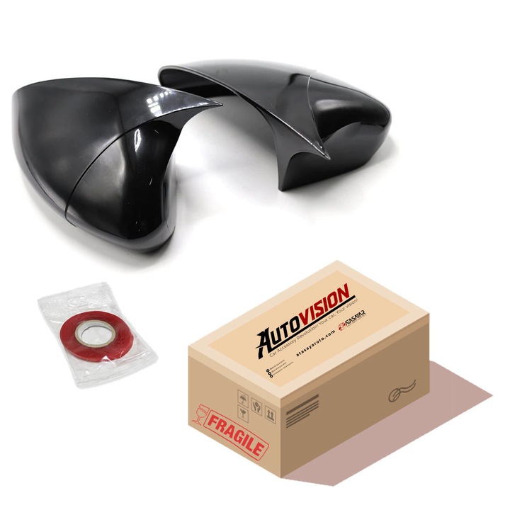 VW Scirocco MK3 2008 2017 Tükörborítás, Bat Model, Tükörborító Szett, Batman, Denevérember Modell, 2db, Autó-Specifikus, Tuning Készlet, Zongoralakk Fekete