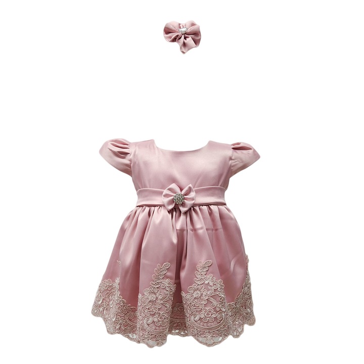 Rochita botez, model, Regina, culoare roz prafuit, varsta 3 luni