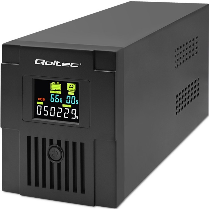 UPS Monolith, Qoltec, 1500VA, 900W, LCD, USB, Linie interactiva