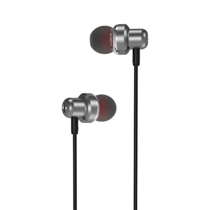 Casti audio cu microfon XO EP38, Control pe fir, mini Jack 3.5, Lungime cablu 1.2m, Gri