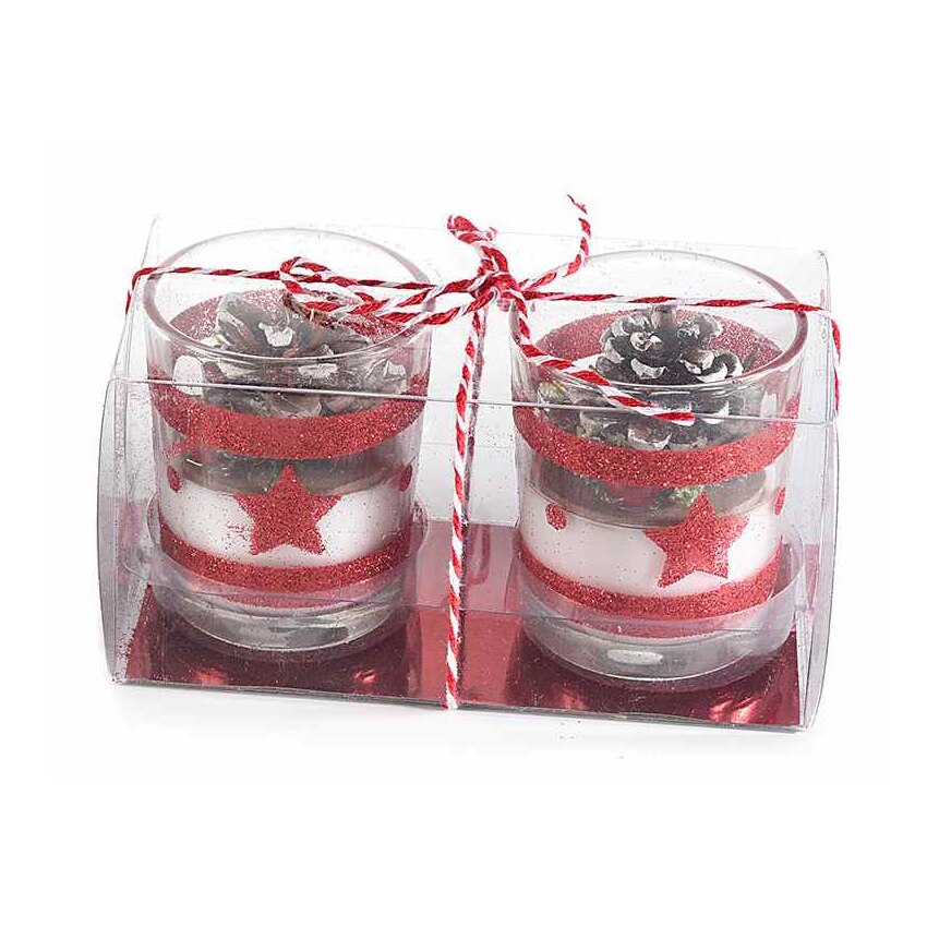 Gisela Graham Set Di 2 Anelli Portacandele Natalizi Con Rosa Rossa Per Candele Da 2,5 Cm