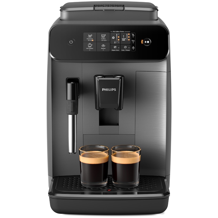 Espressor automat Philips seria 800 EP0824/00, sistem clasic de spumare a laptelui, 2 varietati de cafea, rasnita ceramica, display intuitiv, posibilitate de ajustare a tariei si a cantitatii de cafea