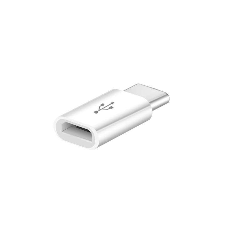 Adaptor USB Type C - MicroUSB, Alb