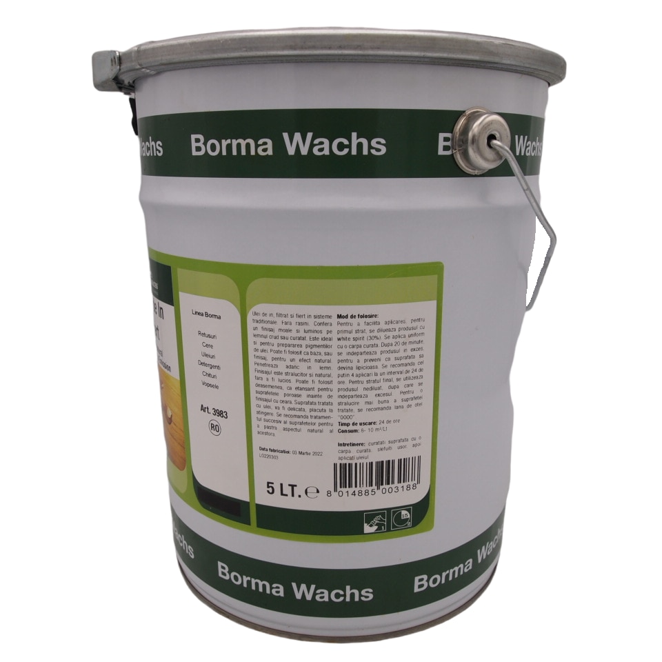 Варено ленено масло за дърво Borma Wachs, Прозрачен, 5 л - eMAG.bg