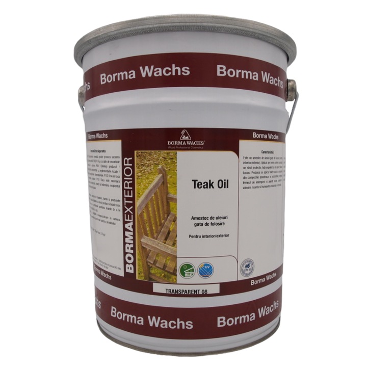 Ulei pentru lemn, ulei de Teak, Borma Wachs, 5 L, transparent
