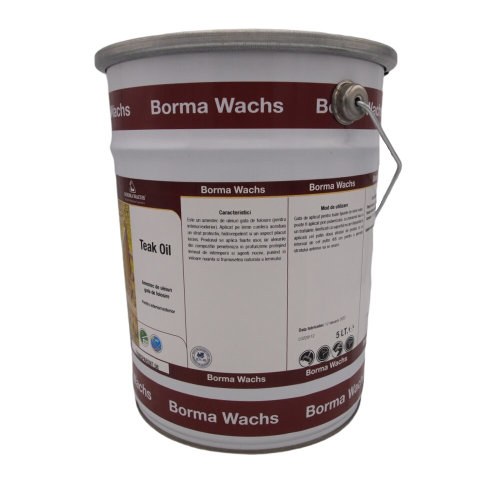 Дървесно масло, Тиково масло, Borma Wachs, 5 L, прозрачно - eMAG.bg