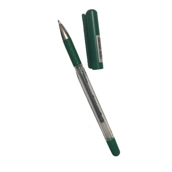 Химикалка Stanger, С капачка, Зелен
