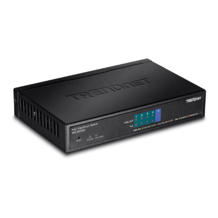 Комутатор 5 порта, 4 Gigabit PoE+ 31W, 1 x Gigabit, TrendNet TPE-TG50ES