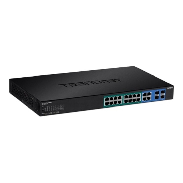Switch Web Smart, 16 x Gigabit PoE+, 4 x Gigabit/SFP, putere 370W, TrendNet TPE-1620WSF