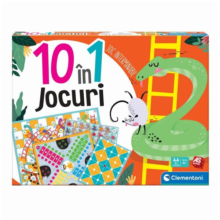 Set 10 jocuri in 1 cu Nu te supara, frate, Serpi & Scari, X si O, Goana dupa branza, Razboi, Tetris, Puzzle, 3 in serie, Soriceii gemeni, Cursa soriceilor, ATS