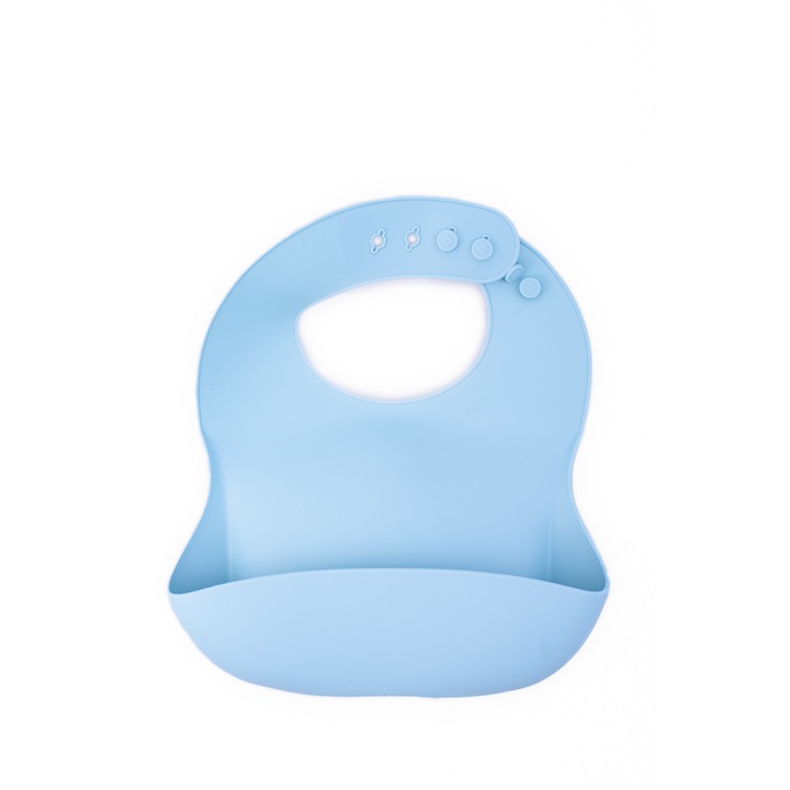 Baveta reglabila din silicon moale pentru bebelusi Oaki, bleu