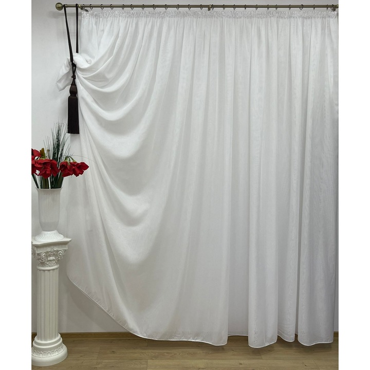 Perdea voal, alba, colectia "Premium Quality" by Liz Line, cu rejansa, 400x245cm-PD0474