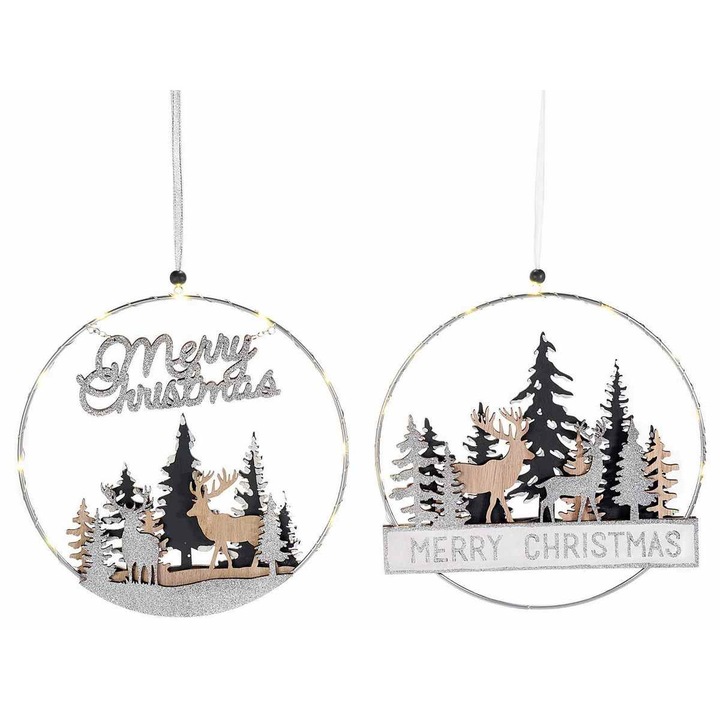 Set 2 decoratiuni Craciun cu led 24 cm