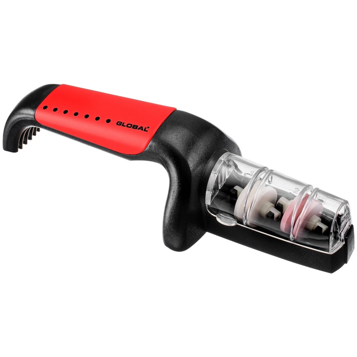 Globális kerámia vizes kés élező, piros és fekete, G-91 / RB