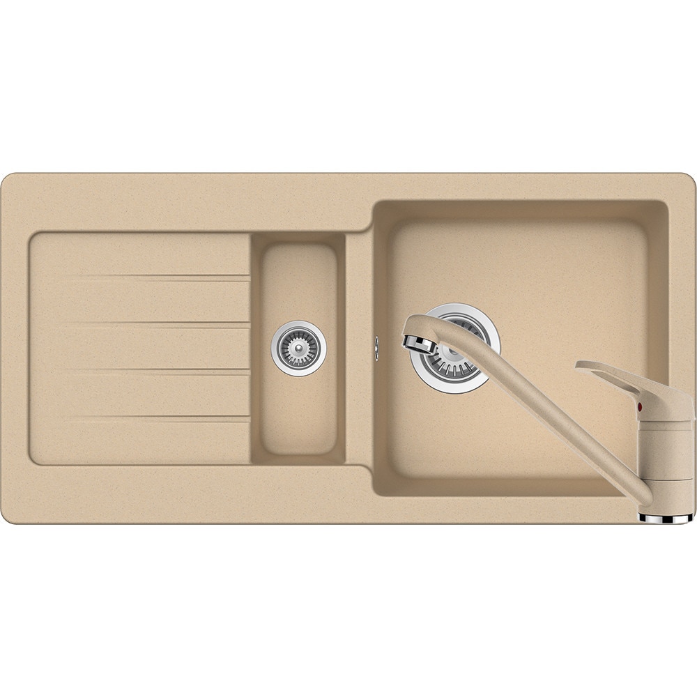 Kit chiuveta Schock Typos D-150S 860 x 435 mm si baterie Schock Cosmo Moonstone Cristalite