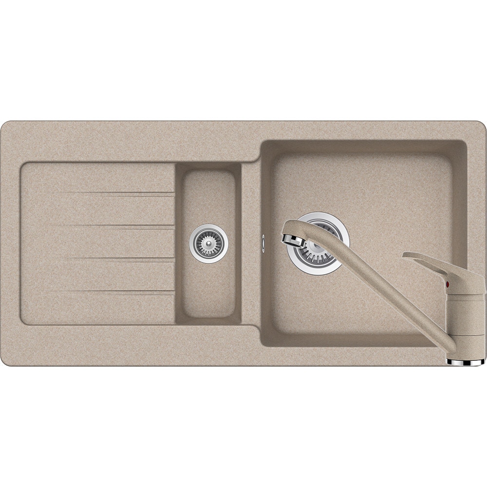 Kit chiuveta Schock Typos D-150S 860 x 435 mm si baterie Schock Cosmo Sabbia Cristalite