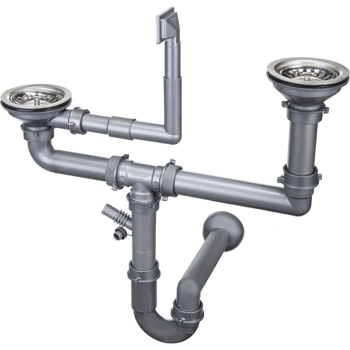 Sifon chiuveta, Deante, inox, 1.5-2 compartimente