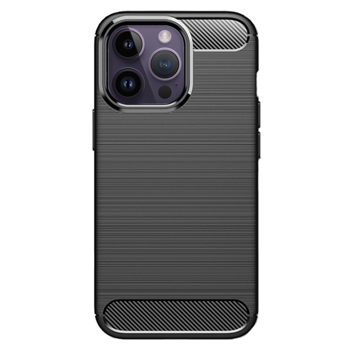 SILKASE tok iPhone 13 Pro-hoz, karbon szilikon, fekete színű