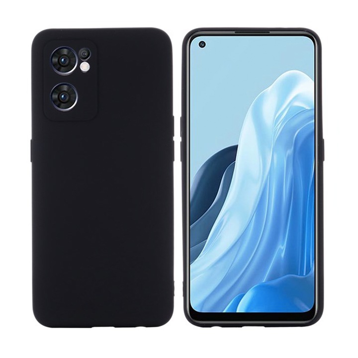 Husa din silicon pentru OPPO Reno 7 5G, Microfibra, Protectie Camera, Negru