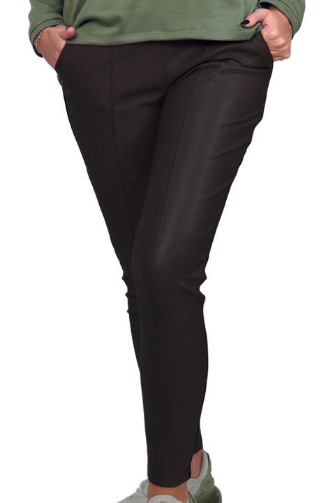 Pantaloni imitatie piele, model 2710, Negru