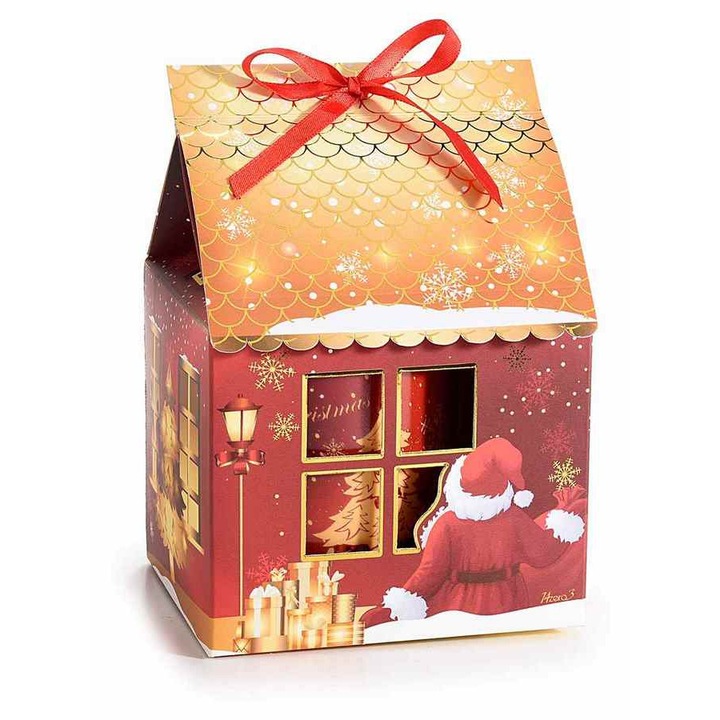 Set 2 cani portelan Craciun Village 8x9 cm