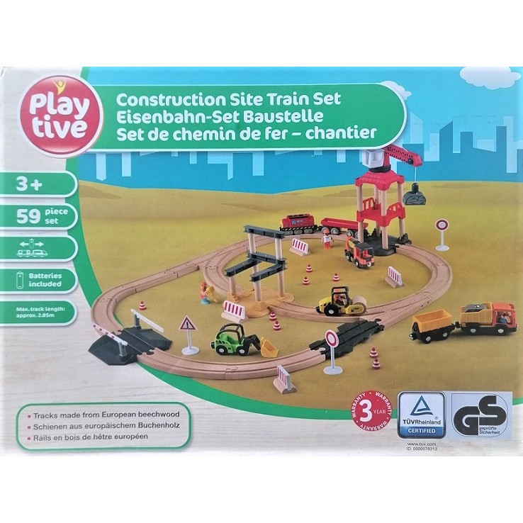 Комплект Playtive, Railway Construction Set, 59 части, батерии, 2,85 м