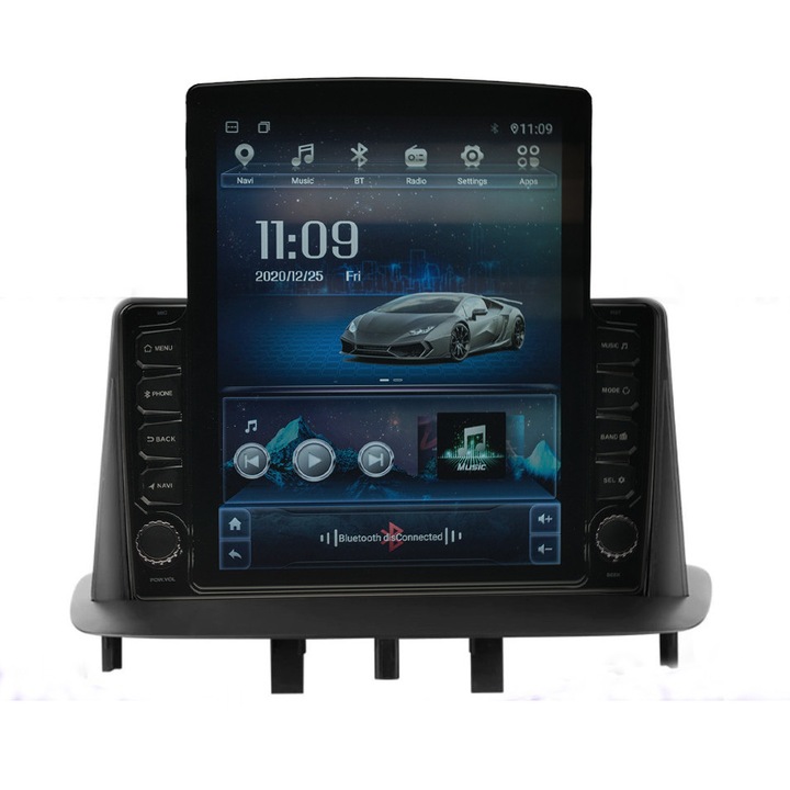 Navigatie AUTONAV Android GPS Dedicata Renault Megane 3, Model XPERT Memorie 64GB Stocare, 4GB DDR3 RAM, Display Vertical Stil Tesla 10" Full-Touch, WiFi, 2 x USB, Bluetooth, 4G, Octa-Core 8 * 2.0GHz, 4 * 50W Audio