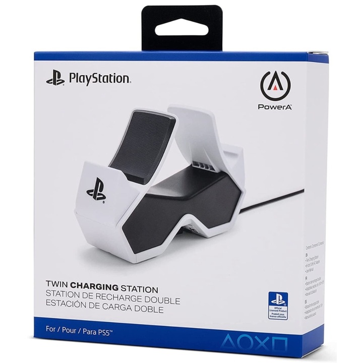 Двойна зарядна станция PowerA PlayStation 5 DualSense, Черно-бяла