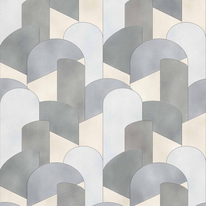 Modern tapéta, geometrikus, formák, szürke, krém, nappali, irodai, mosható Elle, 10155-10 0,53mx 10m